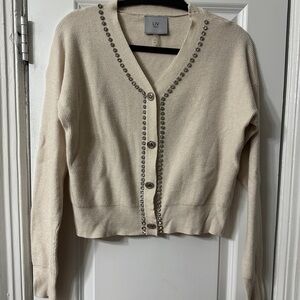 Women's Cream Sweater with Button Detail